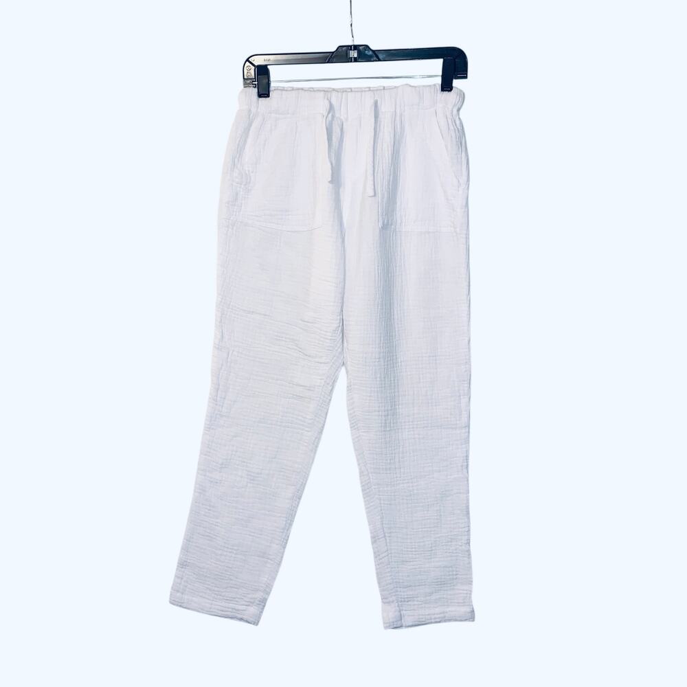 Joie White Casual Crinkle Cotton Gauze Pull-On Pants  XS